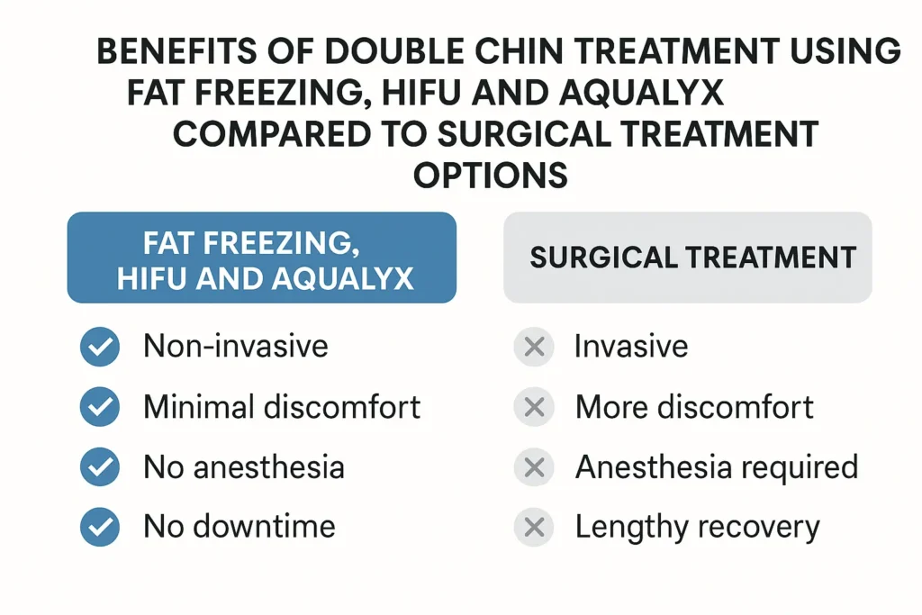 Graphic about the benefits of double chin treatment Kent - from LA LIPO