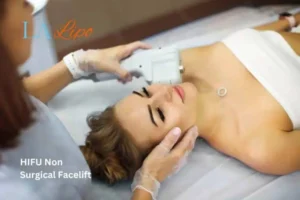 Woman having Hi-Fu to reduce wrinkles Kent.